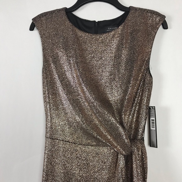 Tahari ASL Hammered Stretch Metallic Dress - Picture 7 of 16